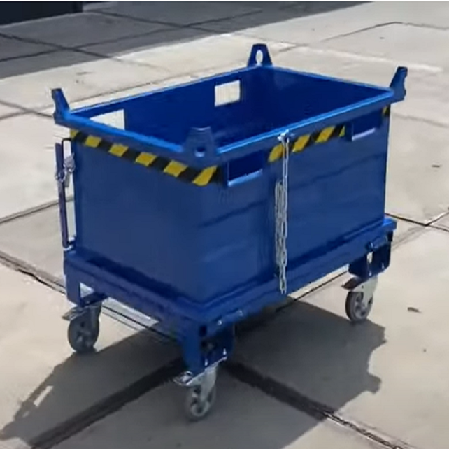 Chip Container 1000L (35.3 cu ft)  with Lifting Eyes Hinged Bottom Tipper Container for Forklift and Crane BB-Model Chip Container 1000L (35.3 cu ft)  with Lifting Eyes Hinged Bottom Tipper Container for Forklift and Crane BB-Model