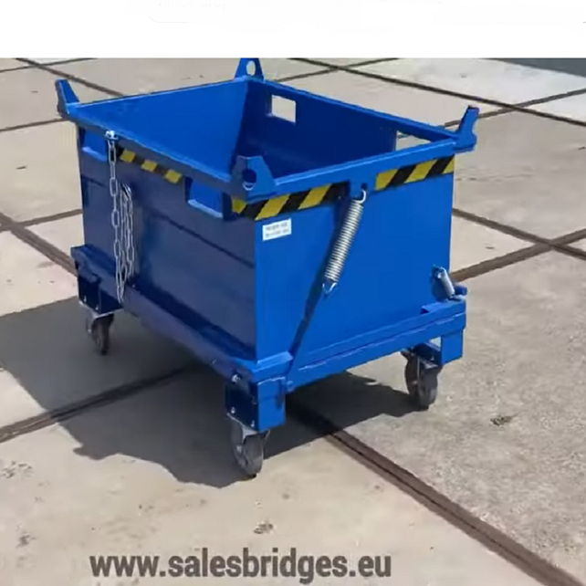 Chip Container 1000L (35.3 cu ft)  with Lifting Eyes Hinged Bottom Tipper Container for Forklift and Crane BB-Model Chip Container 1000L (35.3 cu ft)  with Lifting Eyes Hinged Bottom Tipper Container for Forklift and Crane BB-Model