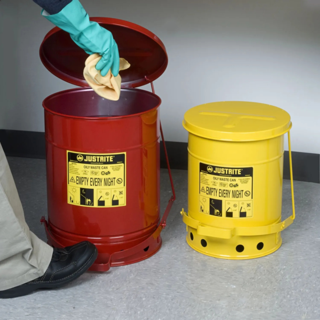Oily Waste Cans -  Galvanized Steel with Foot Lever Oily Waste Cans -  Galvanized Steel with Foot Lever