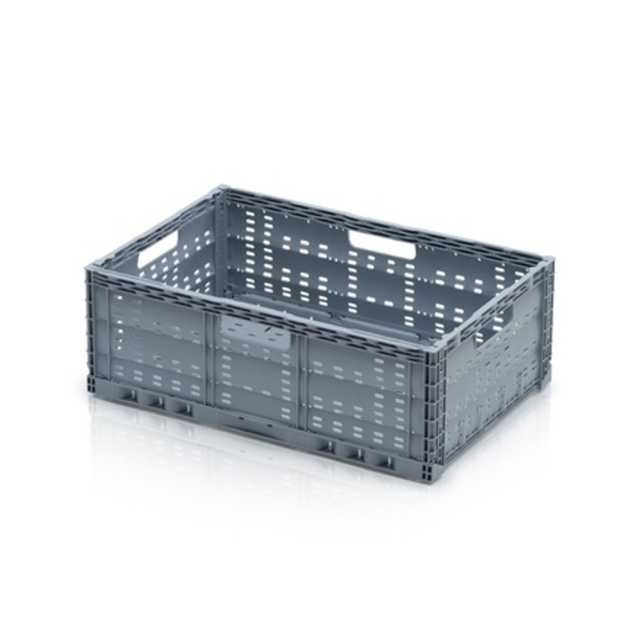 Folding Plastic Crate Perforated 60 x 40 x 22 cm Gray