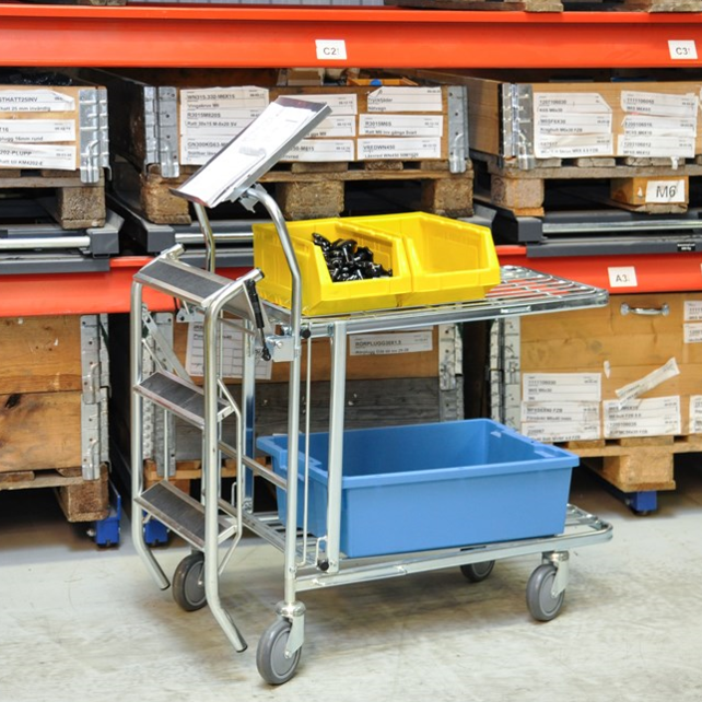 Shopping Cart  Warehouse Trolley With Folding Top Shelf