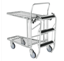 Shopping Cart Warehouse Trolley With  Adjustable Shelf