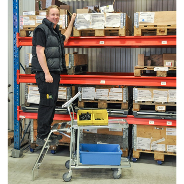 Shopping Cart Warehouse Trolley With  Adjustable Shelf