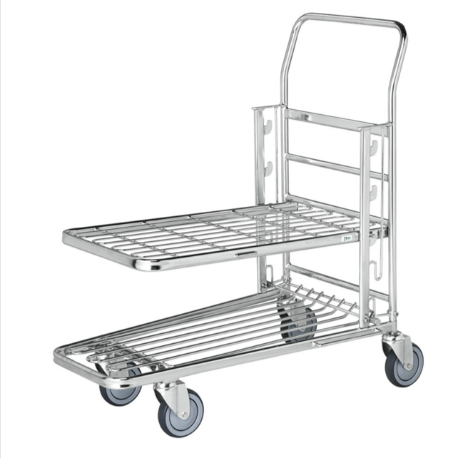 Shopping Cart Warehouse Trolley With  Adjustable Shelf