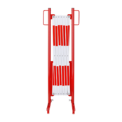 Expanding barrier red-white with wheels reflective marking extendable to 4 meters