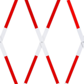 Expanding barrier red-white with wheels reflective marking extendable to 4 meters
