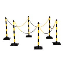 Chain posts made of polyethylene 6 Pieces 10m chain height 860 mm Ø40 mm Black/Yellow