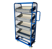 Order Picking ShelvesTrolley 70x40x156cm with 4 Mesh Shelves. Demountable,