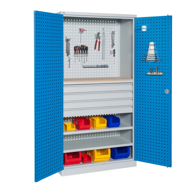 Perforated workshop cabinet for storage W1000xD500xH1950 mm