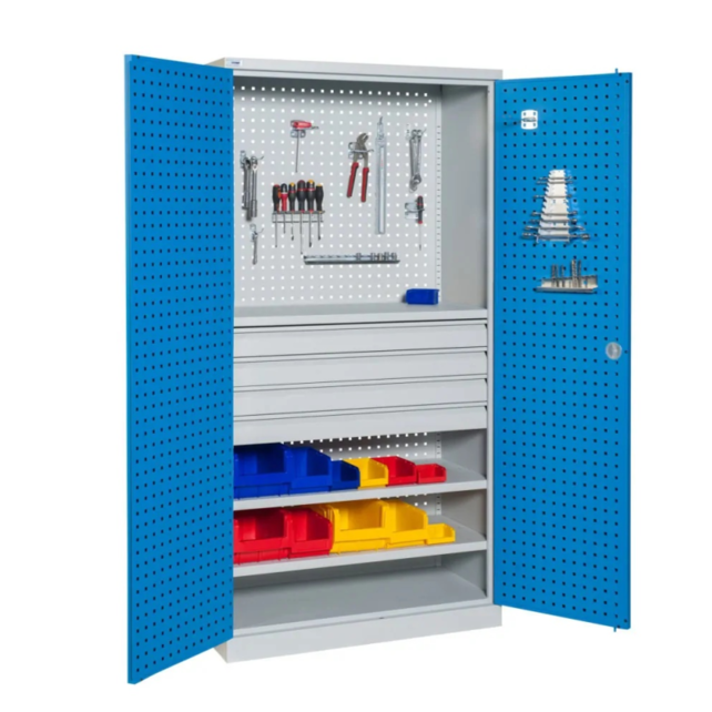 Perforated workshop cabinet for storage W1000xD500xH1950 mm