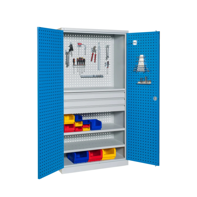 Perforated workshop cabinet for storage W1000xD500xH1950 mm