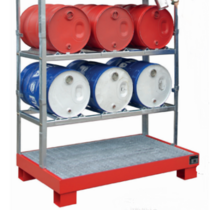 Drum rack  2 shelves with sump tray 3x 60 Liter horizontal position