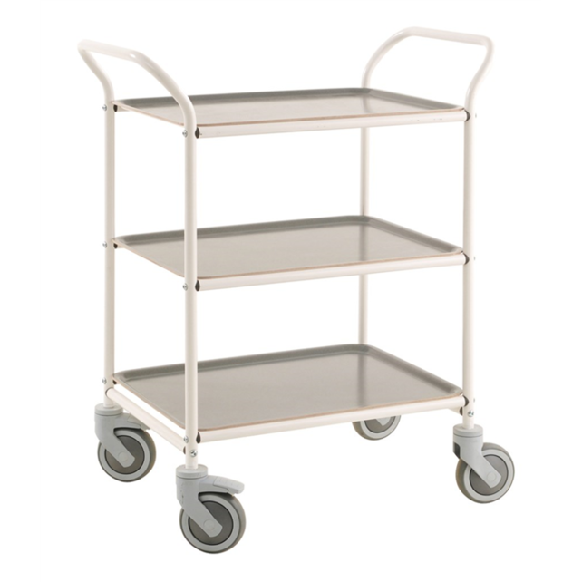 Service Trolley -With 3 Removable Trays-White