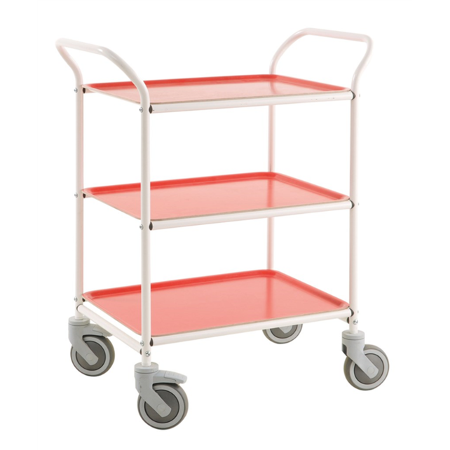 Service Trolley -With 3 Removable Trays-White