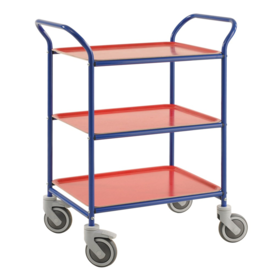 Service Trolley -With 3 Removable Trays-Blue