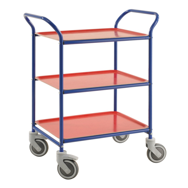 Service Trolley -With 3 Removable Trays-Blue
