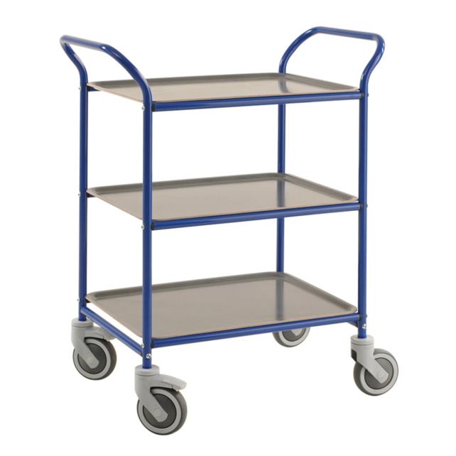 Service Trolley -With 3 Removable Trays-Blue