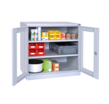 Cupboard with transparent doors, storage workshop cabinet W1000xD500xH1000mm