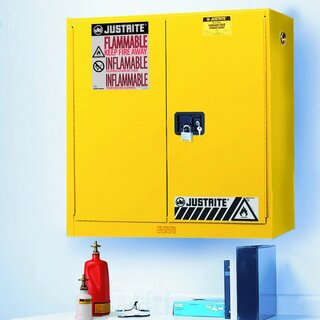 20 Gallon Wall-Mount Flammable Cabinet 112 x 109 x 30cm,  3 Shelves, 2 Doors