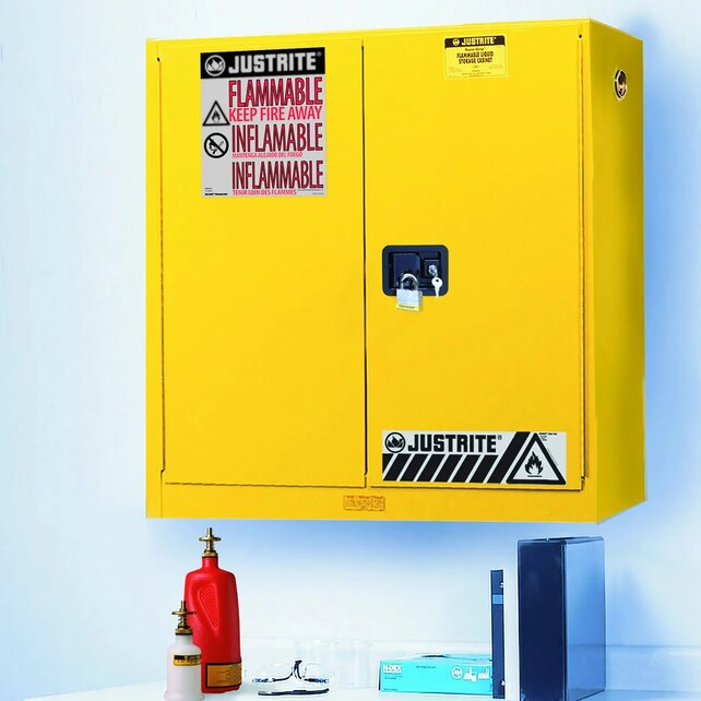 20 Gallon Wall-Mount Flammable Cabinet 112 x 109 x 30cm,  3 Shelves, 2 Doors 20 Gallon Wall-Mount Flammable Cabinet 112 x 109 x 30cm,  3 Shelves, 2 Doors