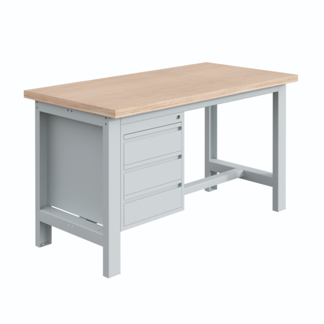 Workbench SI-Model 1000 Kg , Mechanically Height Adjustable , Plywood Worktop