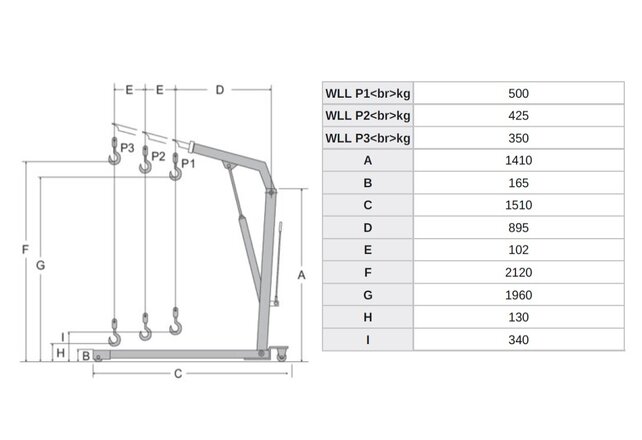 Mobile workshop crane Hydraulic Lifting Up To 500Kg