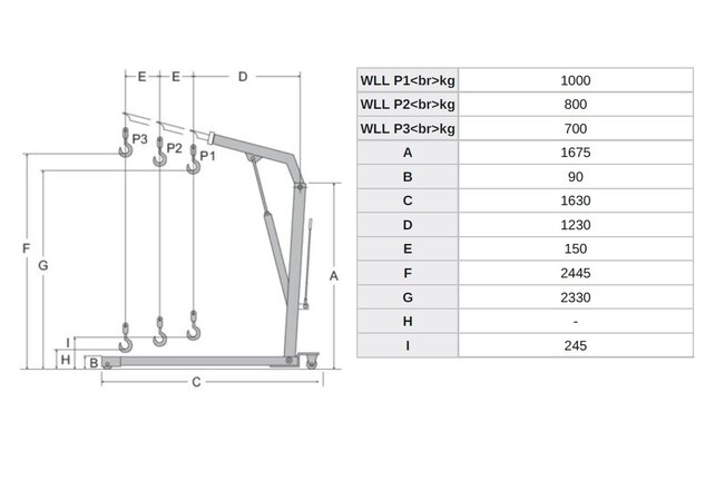 Mobile workshop crane Hydraulic Lifting Up To 1000Kg