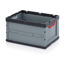 Folding crate 60x40x32 cm gray with handles