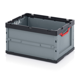 Folding crate 60x40x32 cm gray with handles
