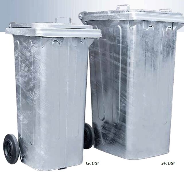 Steel Waste Container 120L Fire Resistant Corrosion Resistant Garbage Bin On Wheels