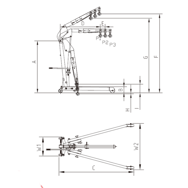 Workshop Crane Hydraulic Crane Lifting Up To 2000Kg On Wheels