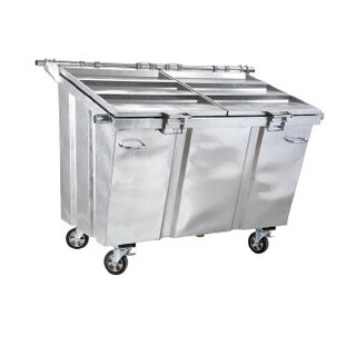 4 wheeled collection waste bin 2500Liter Galvanized steel with lid