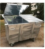 4 wheeled collection waste bin 2500Liter Galvanized steel with lid