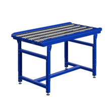 Conveyor table with 3 rails roller track, mechanical height adjustment 150Kg