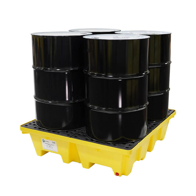 4 Drum Nestable Slim-Line Poly Spill Pallets 4-way