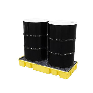 2-Drum Low Profile Modular Spill Pallet with Grate