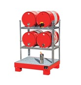 Horizontal storage and filling point drum shelf up to 9x60 Liters