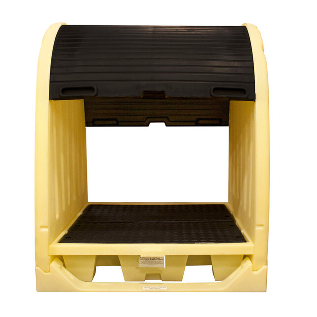 4 Drums Shed  with rolltop hard cover with spill pallet