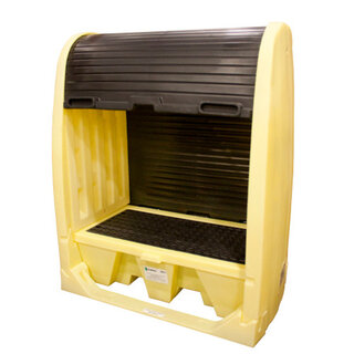 2 Drums Shed  with rolltop hard cover with spill pallet