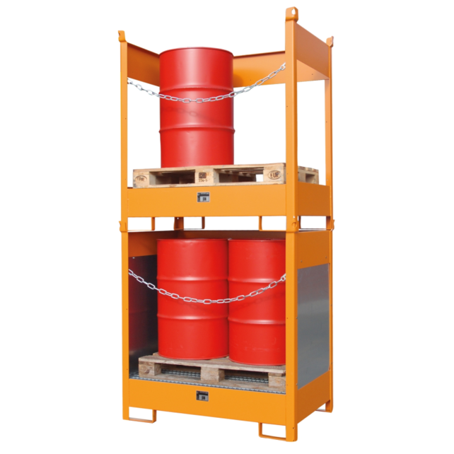 Drum Stacking Pallet With Spill Containment for 1, 2 or 4 Drums