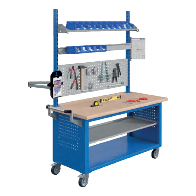 Mobile SIT Workbench with Shelf - Max Load 300kg - Robust Steel Construction - Dimensions 1200x750x840mm Mobile SIT Workbench with Shelf - Max Load 300kg - Robust Steel Construction - Dimensions 1200x750x840mm