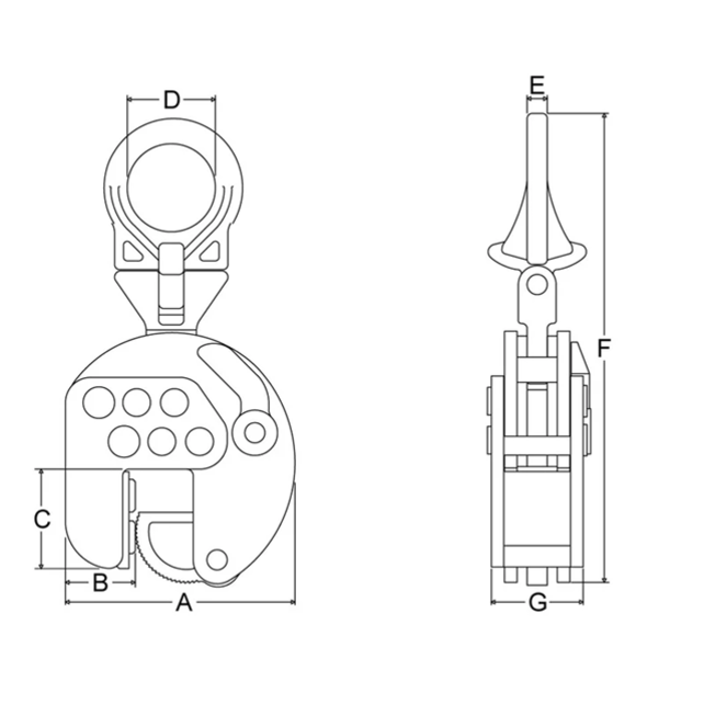 CSEU Vertical lifting clamps for Plates, 3Ton Jaw 0-95mm