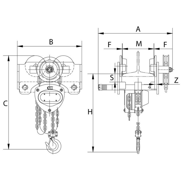 S20G Low headroom Hoist/geared trolley combination