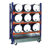 Drum Rack Shelves with Sump Tray 9 x 60 Litre Drums Horizontal