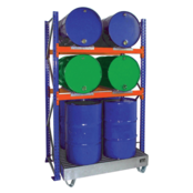 Drum rack shelves with sump tray 8 x 200L drums horizontal and vertical