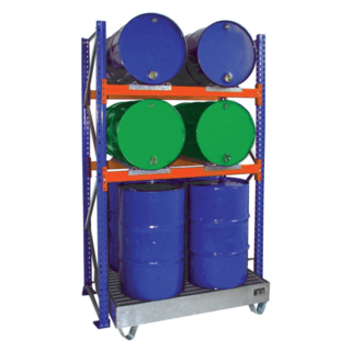 Drum Rack Shelves with Sump Tray 8x 200L Drums Horizontal and Vertical