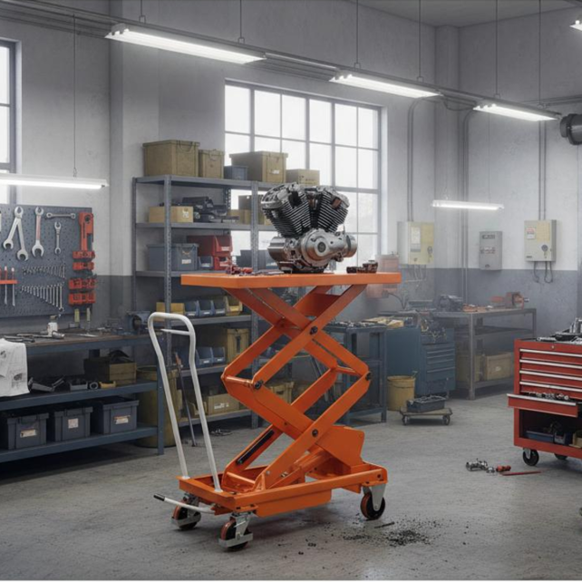 Double Scissor Lift Truck on Wheels - 800kg Capacity, Height up to 1410mm, Platform 1010x520mm