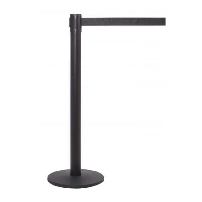 XL Barrier Post Black, Retractable Black/Red-White Belt 3.4m