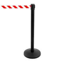 XL Barrier Post Black, Retractable Black/Red-White Belt 3.4m