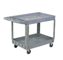 Plastic Platform Truck Trolley – 2 Shelves, 250 kg Capacity - Gray